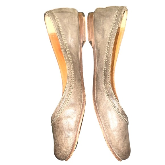 FRYE - Carson Round Toe Leather Ballet Flats | Women’s 6.5 | Taupe Brown | - Picture 1 of 10